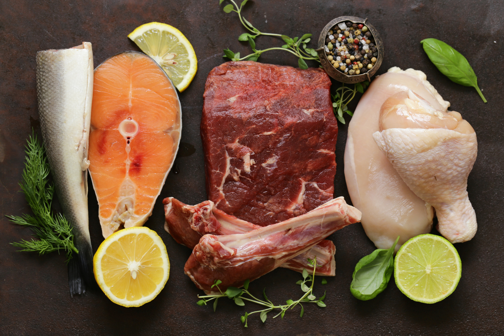 Raw Meat, Fish and Chicken Healthy Food